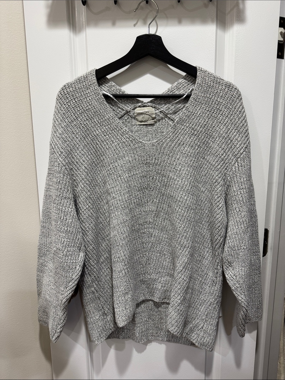 Urban Outfitters Light Gray V-Neck Knit Sweater